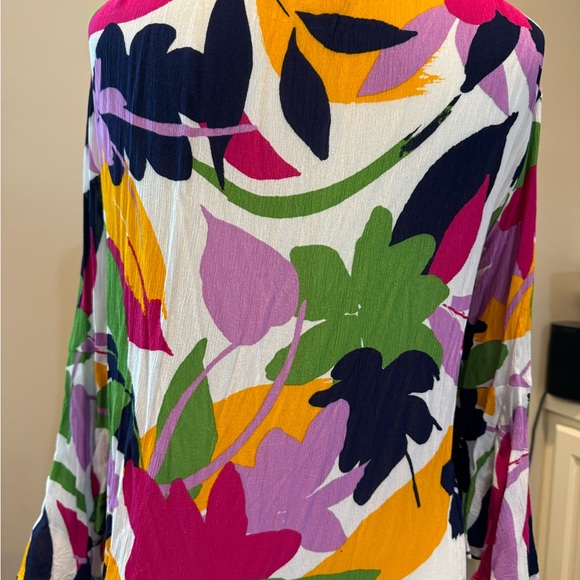 Anne Cole Lush Garden Bell Sleeve Drawstring Tunic Coverup bundle w/bathing suit - Picture 6 of 7